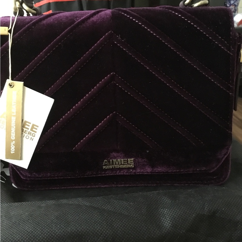 Aimee Kestenberg Purple Leather Cross Body Bag New with tags